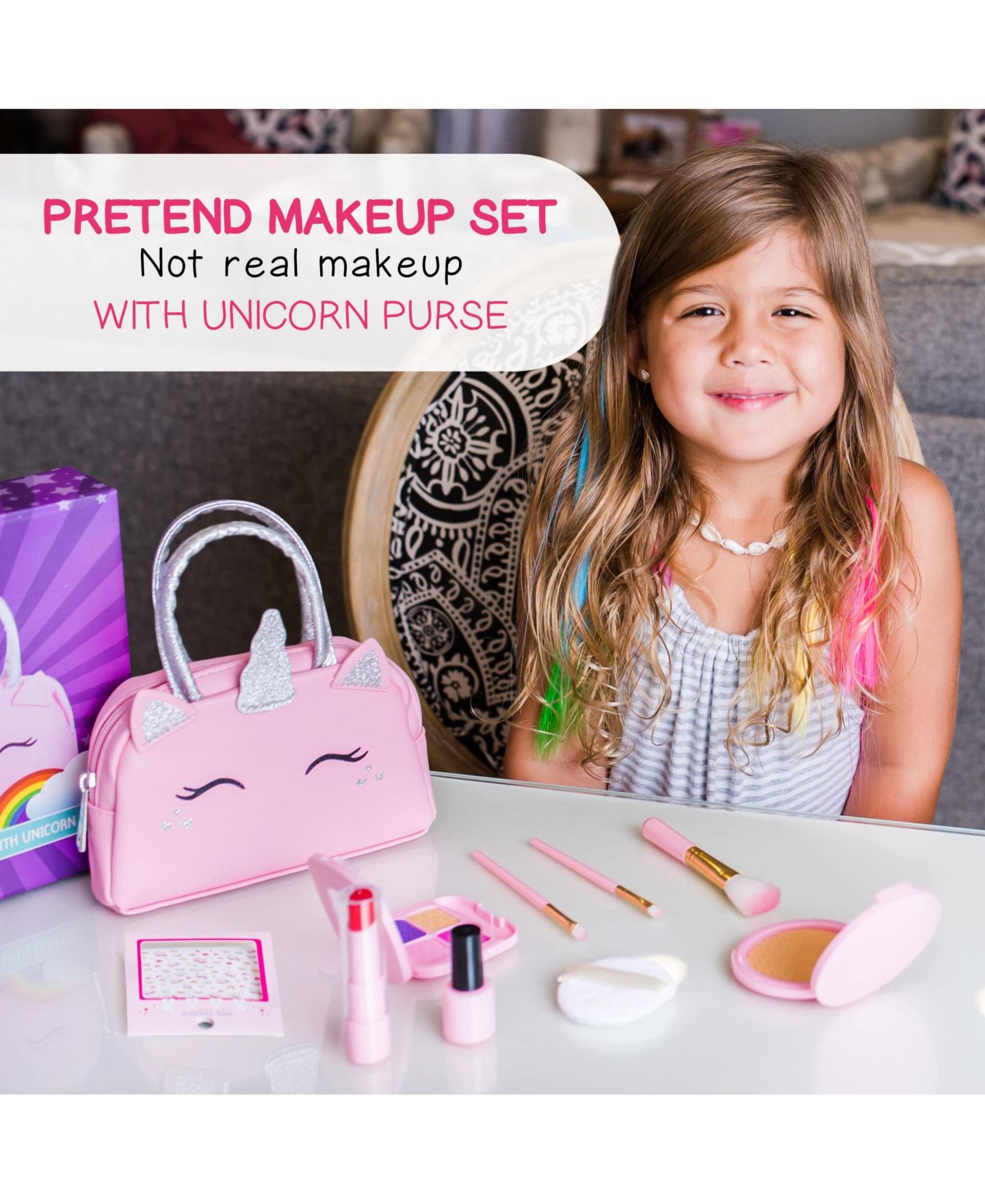 Детские игрушки GNUADZ Princess Pretend Makeup 11-Piece Kit, Ages 5+, цвет: Розовый — фото 3