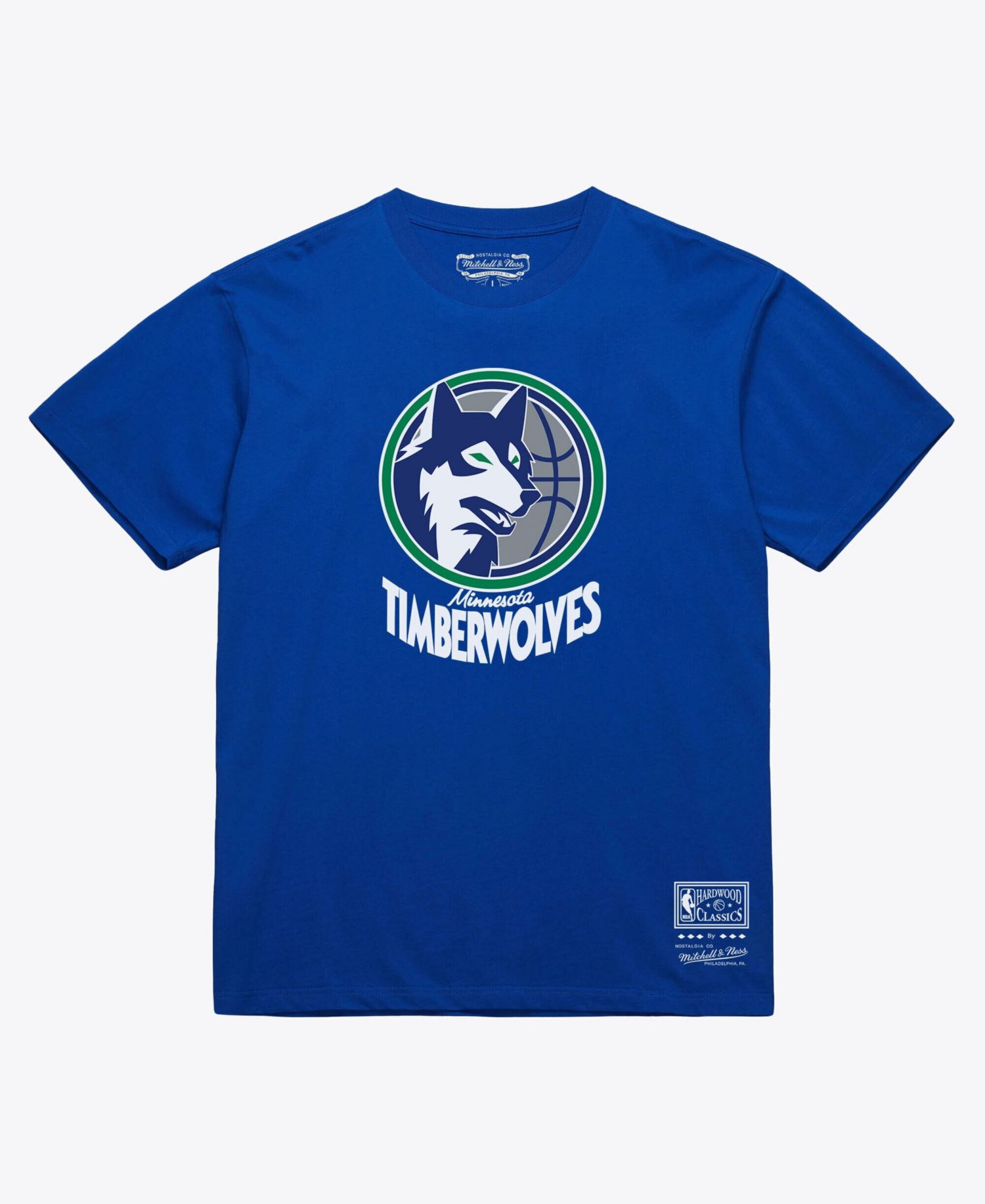 Men's and Women's Royal Minnesota Timberwolves Hardwood Classics Arch T-Shirt