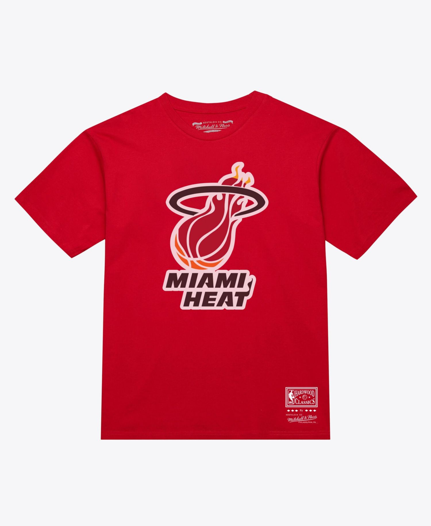 Men's and Women's Red Miami Heat Hardwood Classics Arch T-Shirt