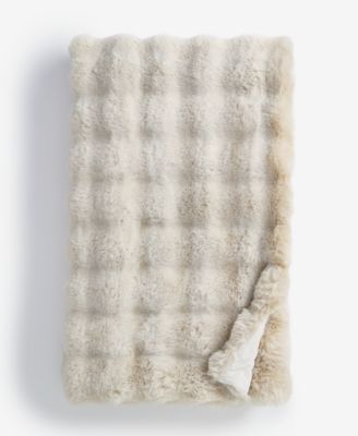 Heathered Bubble Faux-Fur Throw Blanket, 50" x 60"