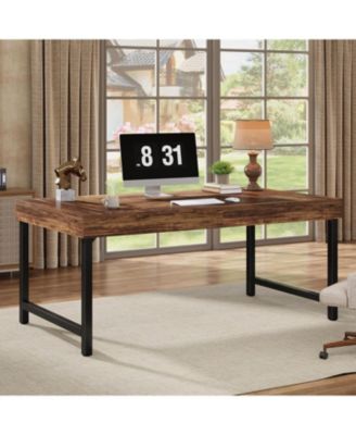 55" Industrial Executive Desk, Rustic Simple Computer Laptop Desk, Study Writing Table Business Workstation