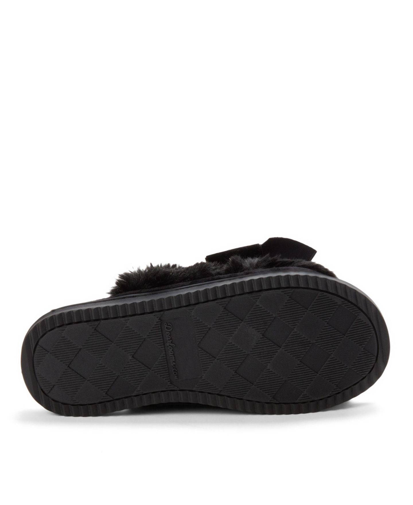 Женские тапочки Dearfoams Bianca Pile Slide Slipper with Bow, цвет: Чёрный — фото 5
