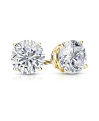  Sterling Silver Cubic Zirconia Round-Cut Classic Stud Earrings