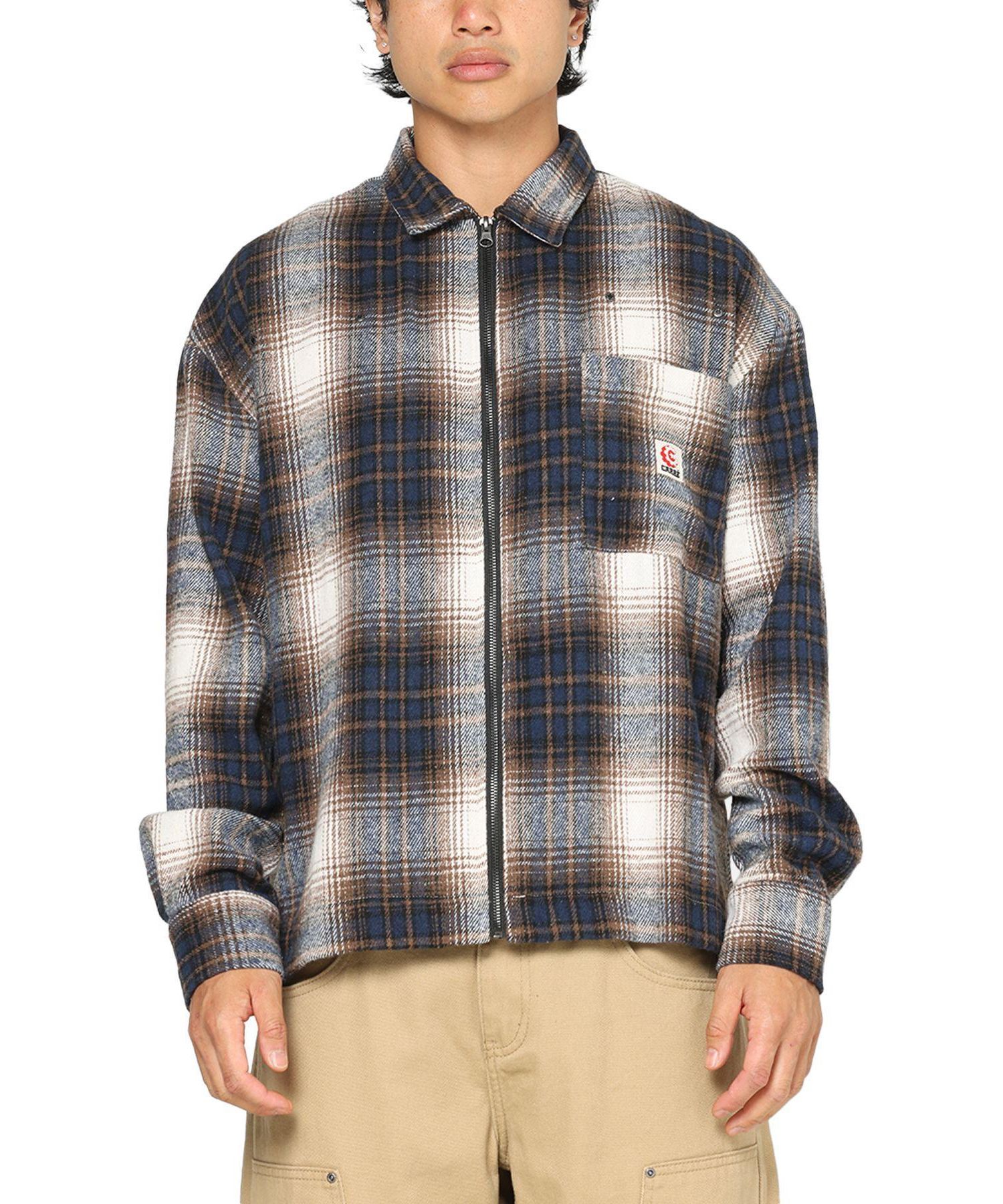 Men's Ombre Zip Up Long Sleeve Shirt