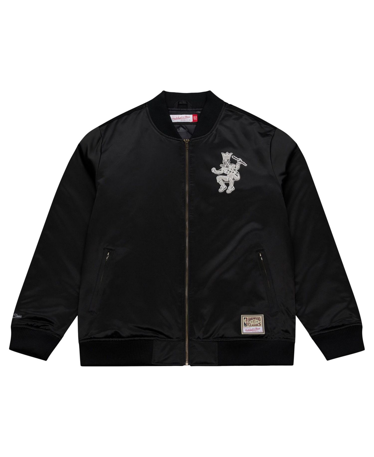 Men's Black Boston Celtics Chrome Satin Bomber Full-Zip Jacket
