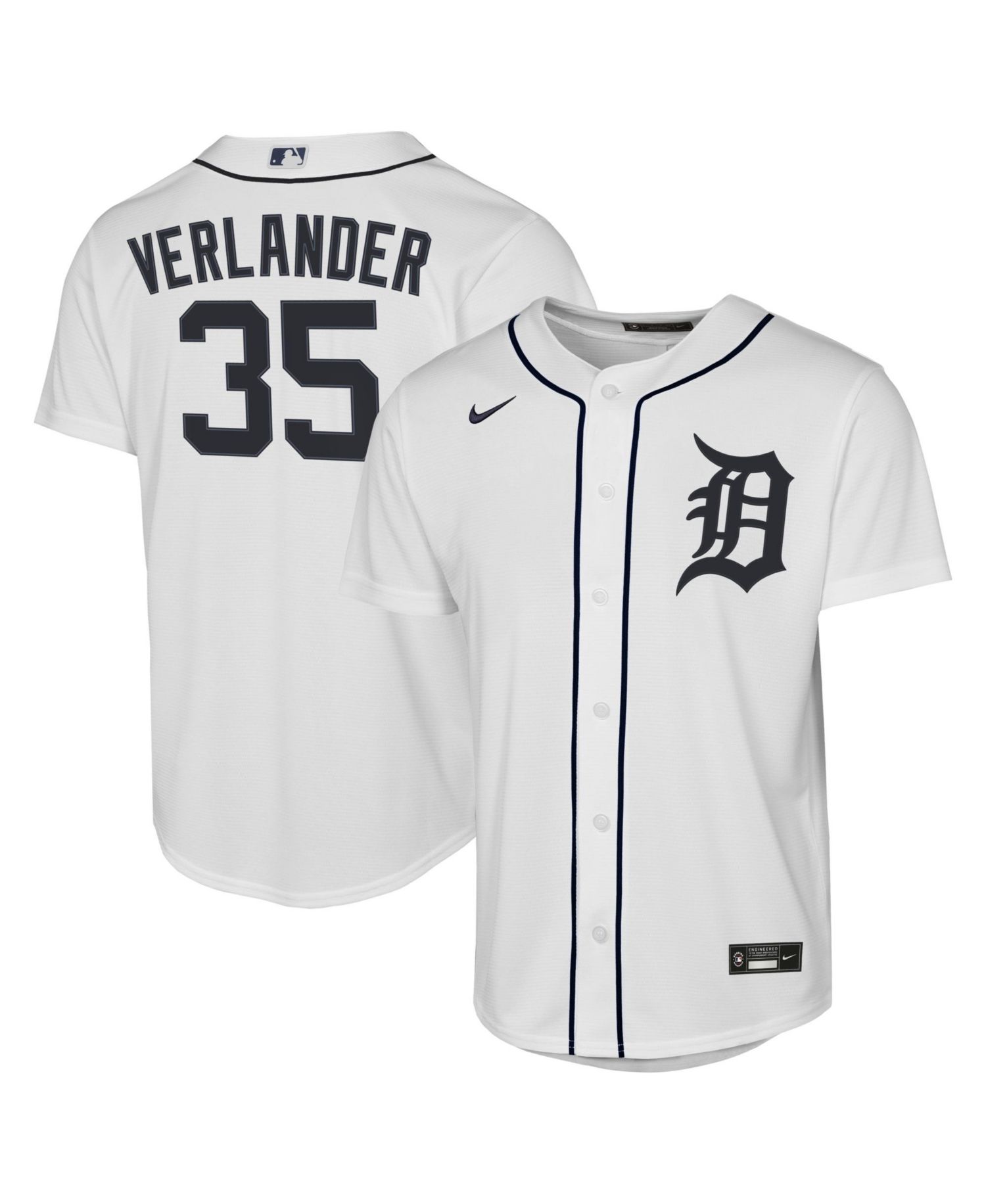 Big Boys and Girls Justin Verlander White Detroit Tigers Home Replica Jersey