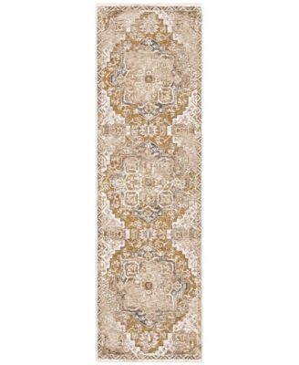 Maharaja 661C Gold and Ivory 2'3" x 7'6" Runner Rug