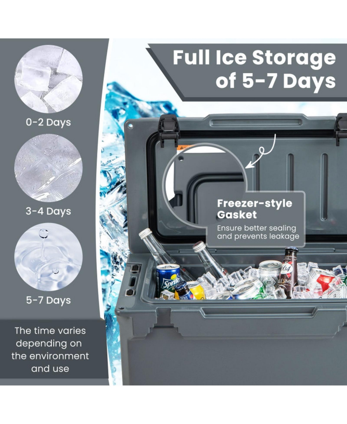 Gouun 30-Quart Rotomolded Hard Cooler with Cup Holders and Opener