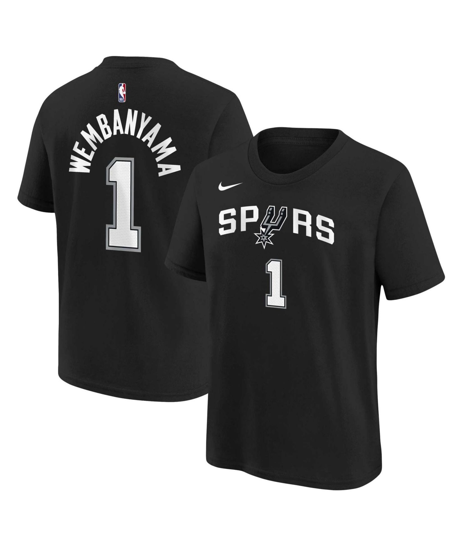 Детская футболка Nike Victor Wembanyama Black San Antonio Spurs Icon Name & Number — фото 1