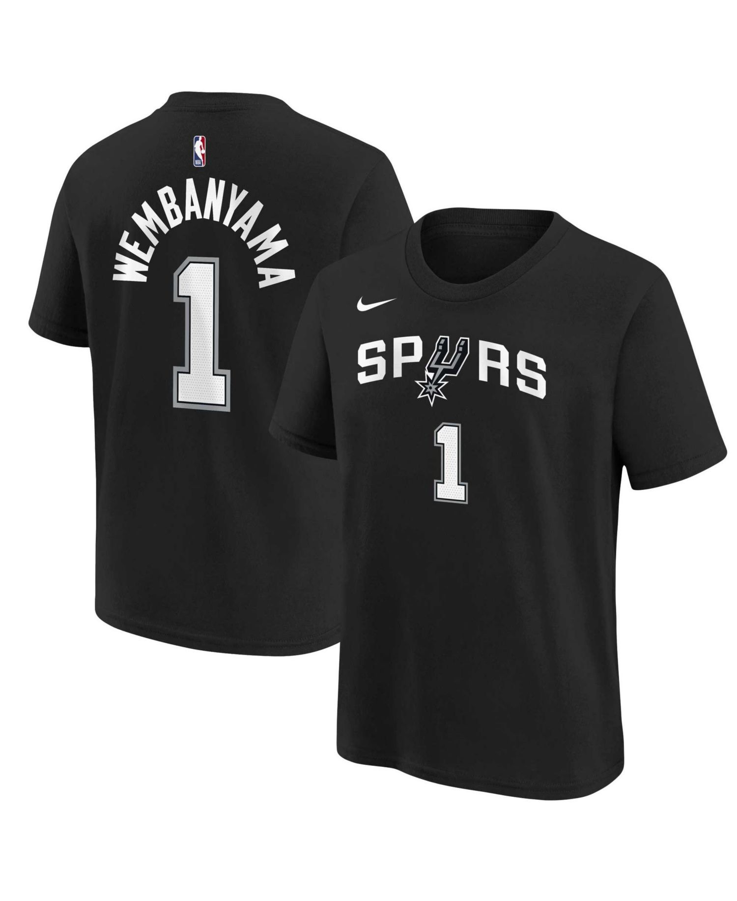 Big Boys and Girls Victor Wembanyama Black San Antonio Spurs Icon Name & Number T-Shirt