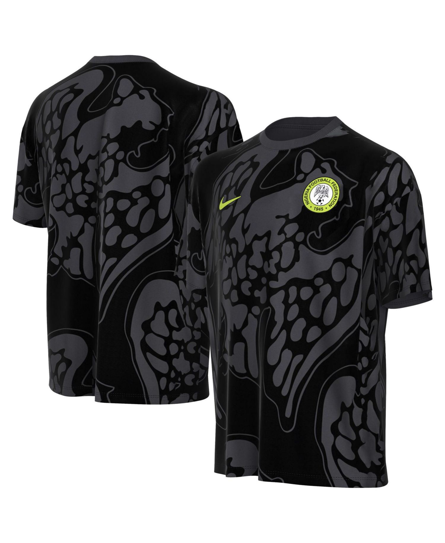 Big Boys and Girls Gray Nigeria National Team Allover Print T-Shirt