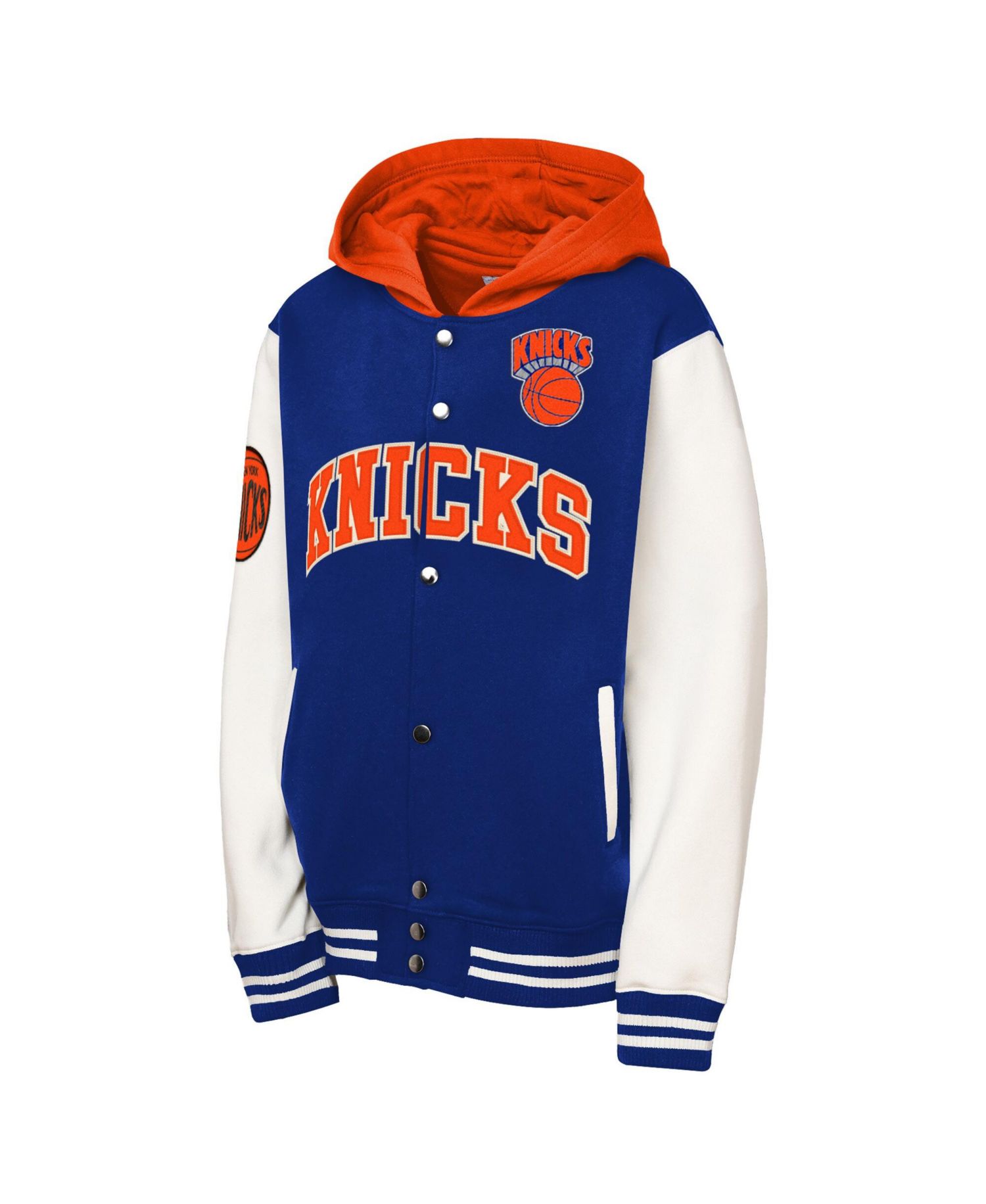 Preschool Mitchell Ness Blue New York Knicks Courtside Fleece Full-Snap Jacket