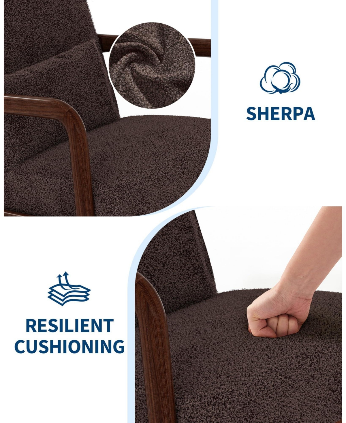 gaomon 2-Piece Snow Texture Fabric Reading Chairs, Mid-Century Style, Sturdy Wooden Frame, Equipped with Lumbar Pillows.