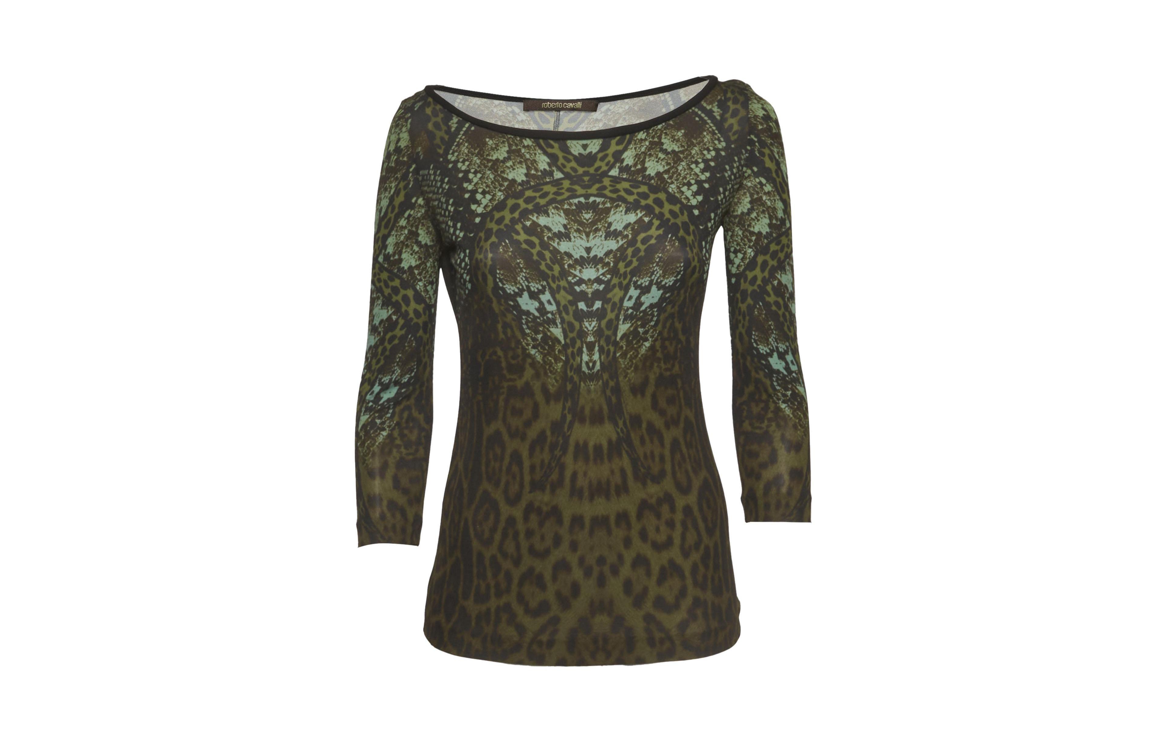 Pre-Owned Roberto Cavalli Women's Printed Jersey Top