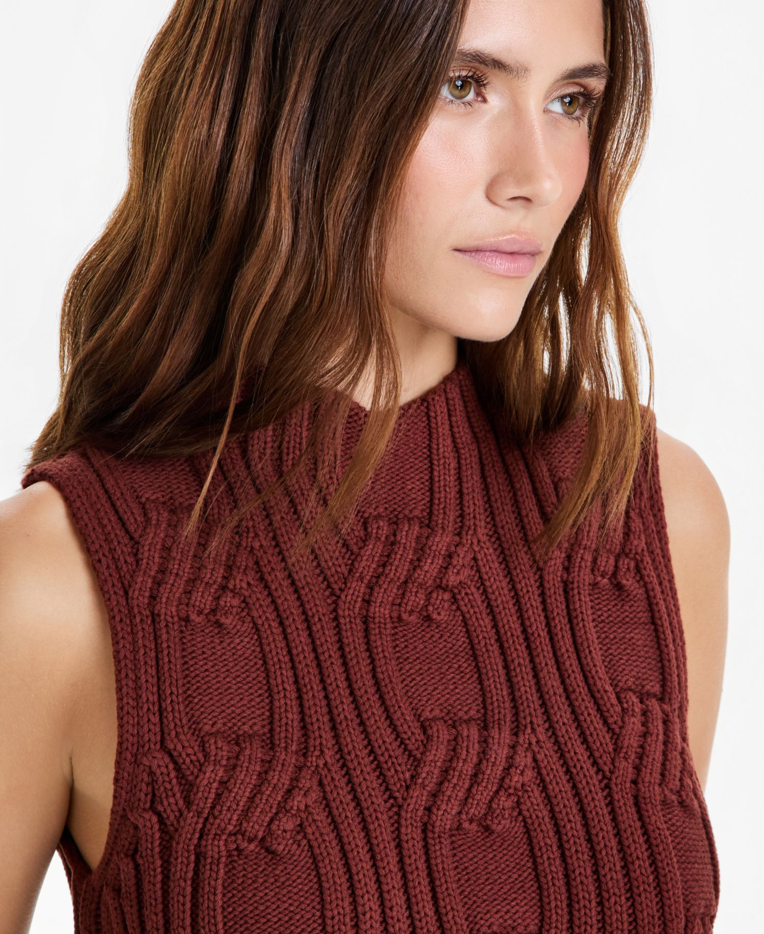 Women's Cable-Knit Mock-Neck Shell