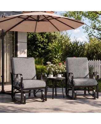 Set of 2 Patio Glider, Outdoor Glider Chair with Removable Cushion and Heavy Duty Metal Frame for Garden or Yard