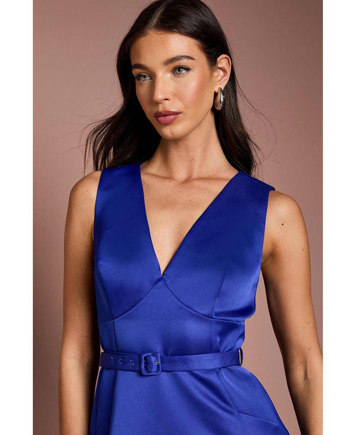 Coast Women's V-Neck Satin Midi Dress view 4 — MAYCSS fashion products