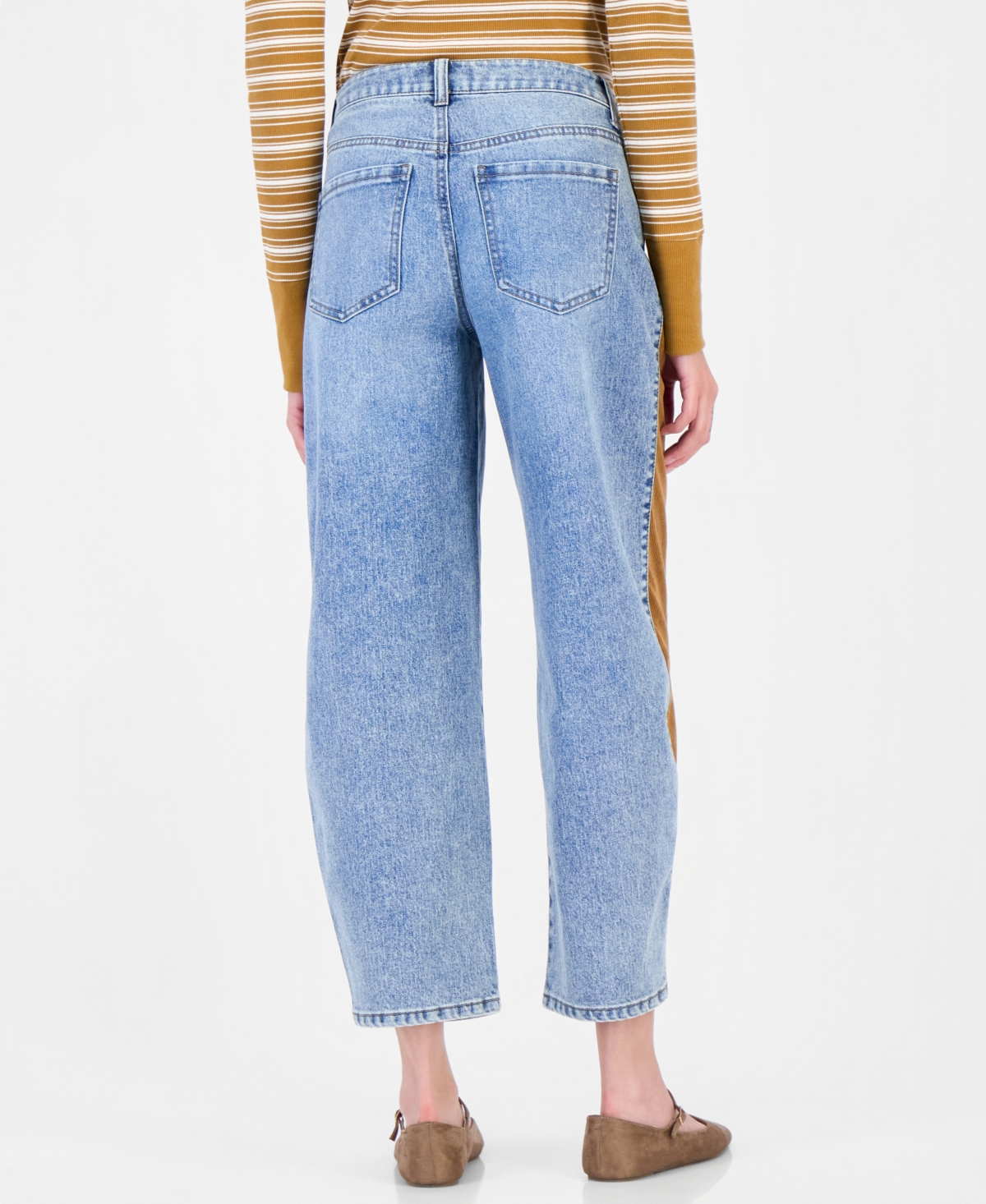 And Now This Women's Cord Trim Barrel Leg High-Rise Jeans, Macy's Exclusive