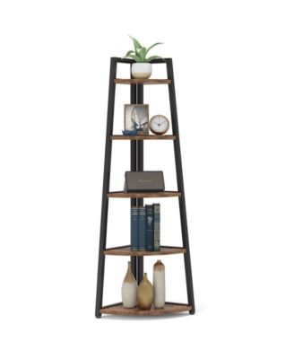 70" Corner Shelf, 5 Tier Corner Storage Rack Ladder Bookcase