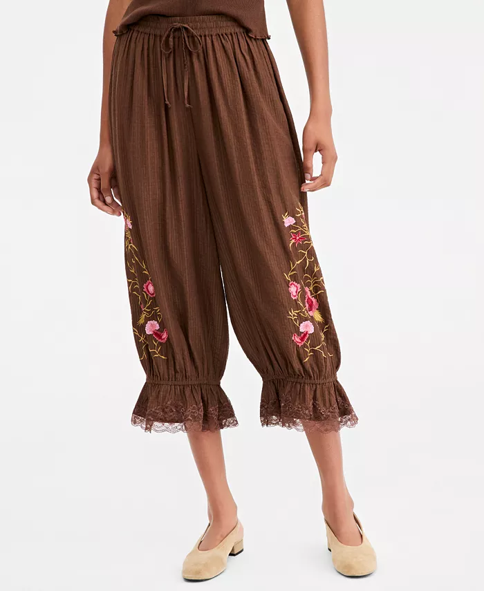 Women's Embr Drawstring High-Rise Balloon Pants - thumbnail 3