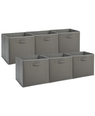 6-Pack Foldable Fabric Storage Bins with Faux Leather Handles, 13 Inch Cube Organizer Baskets for Shelves and Closet