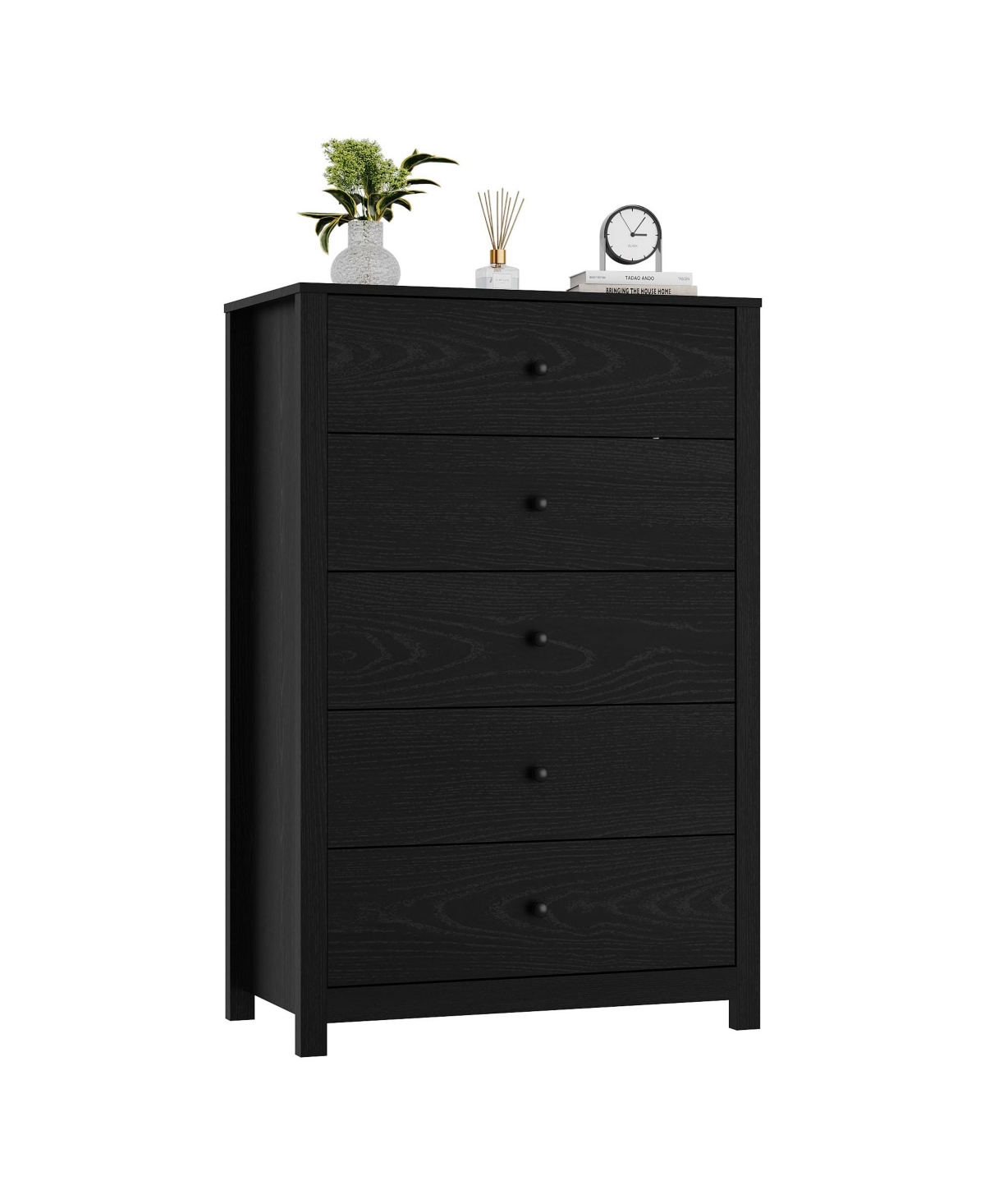 homfan Tall 5 Drawer Dresser with Deep Drawers and Metal Knobs for Bedroom, Entryway, Hallway