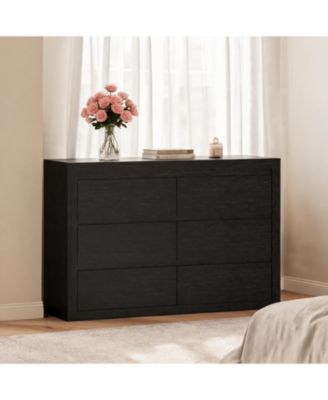 6 Drawer Dresser, 47 Inch Wood Chest with Anti Tipping Device for Bedroom or Living Room
