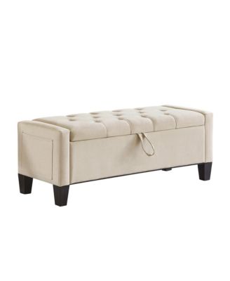 Storage Ottoman Bench with Safety Hinge and Upholstered Seating for Bedroom or Entryway