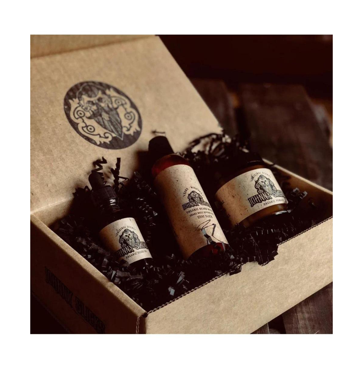 Johnny Slicks Thinning Hair Kit | Oil Based Pomade, Beard Oil and Beard Wash | Rugged Scent