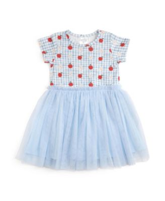 Toddler Girls Apple Gingham Short Sleeve Tutu Dress