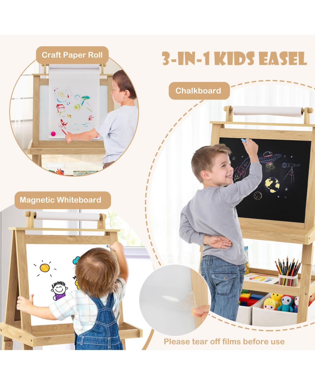 3-in-1 Double-Sided Storage Art Easel