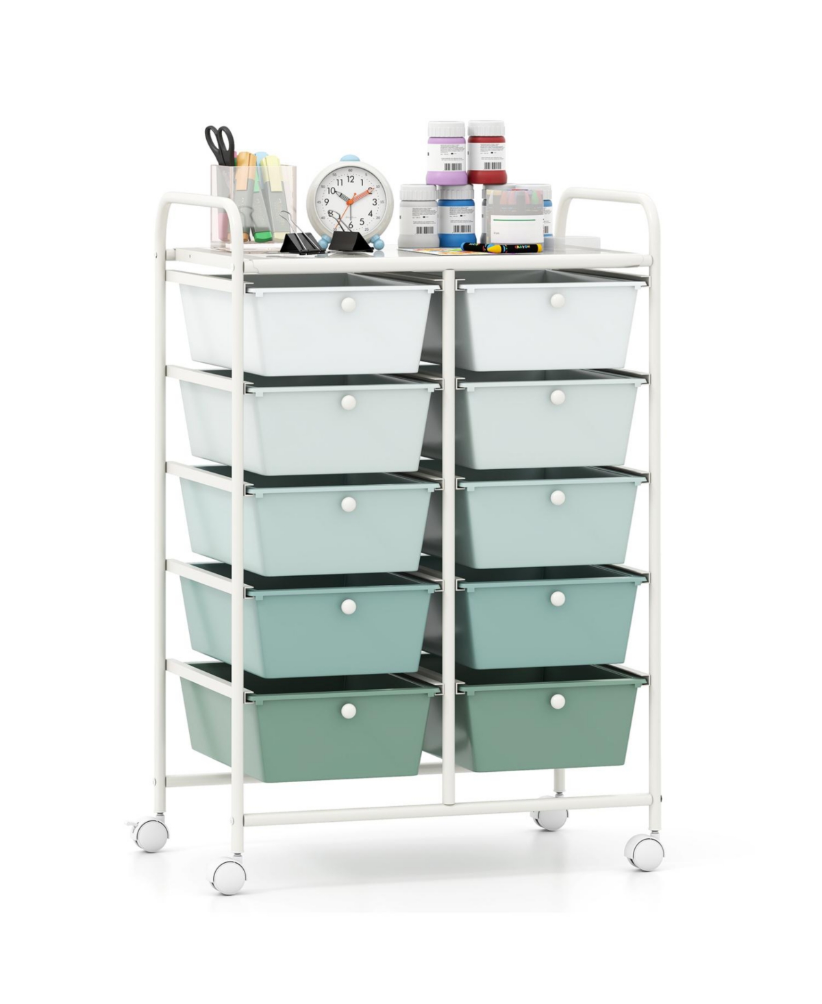Slickblue Rolling Storage Organizer Cart with 10 Drawers