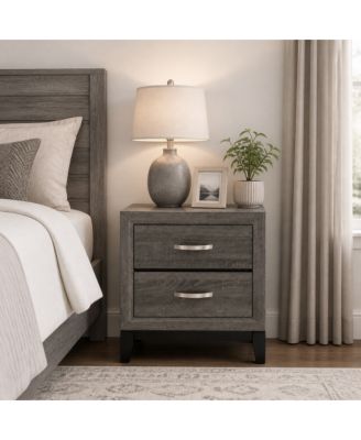 24" Width Solid Wood 2-Drawer Nightstand