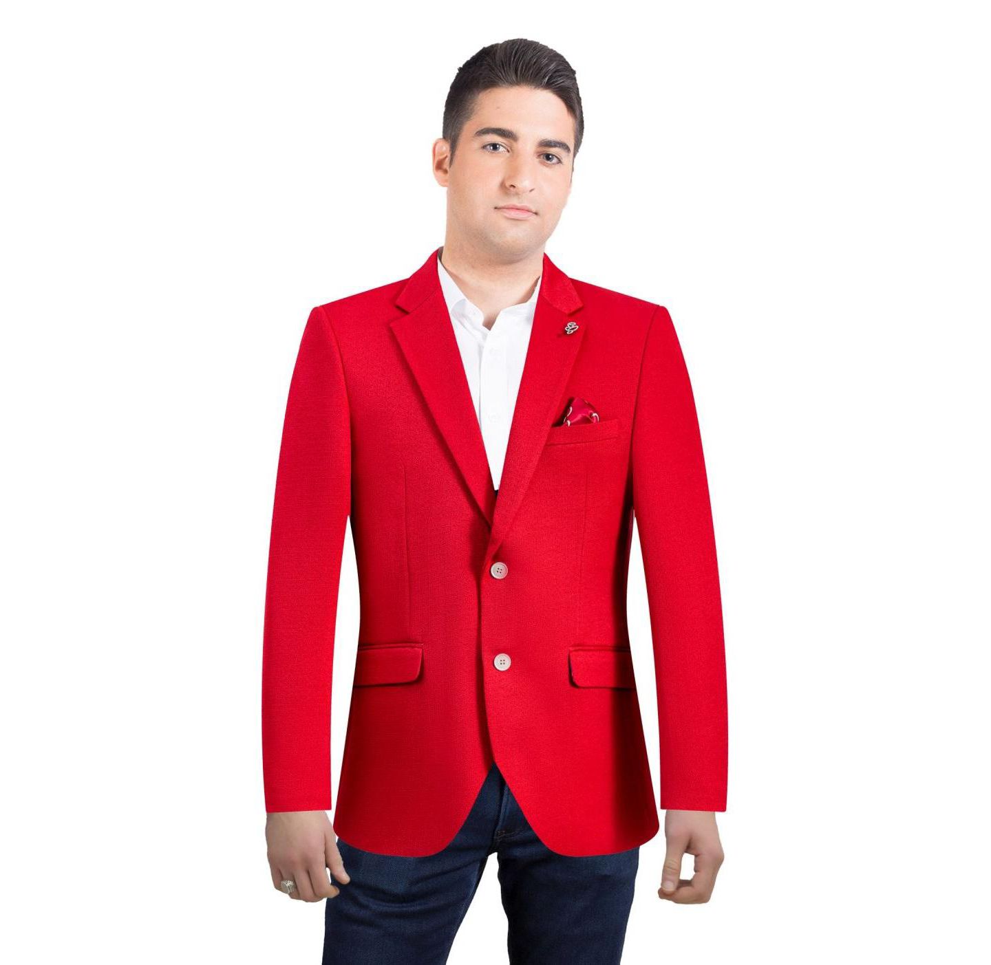 Мужской пиджак Elie Balleh Slim Fit Solid Blazer Sports Coat, цвет: Красный — фото 1