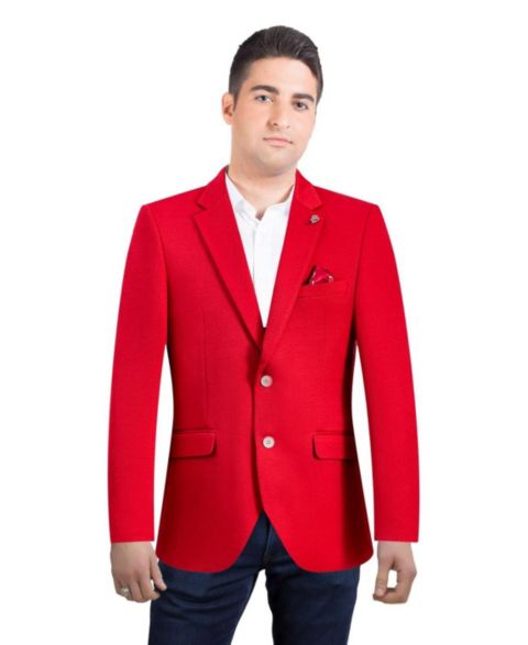 Мужской пиджак Elie Balleh Slim Fit Solid Blazer Sports Coat, цвет: Красный