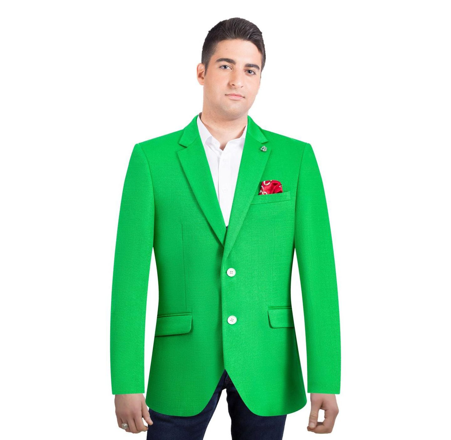 Мужская куртка Elie Balleh Slim Fit Solid Blazer Sports Coat, цвет: Зелёный — фото 1