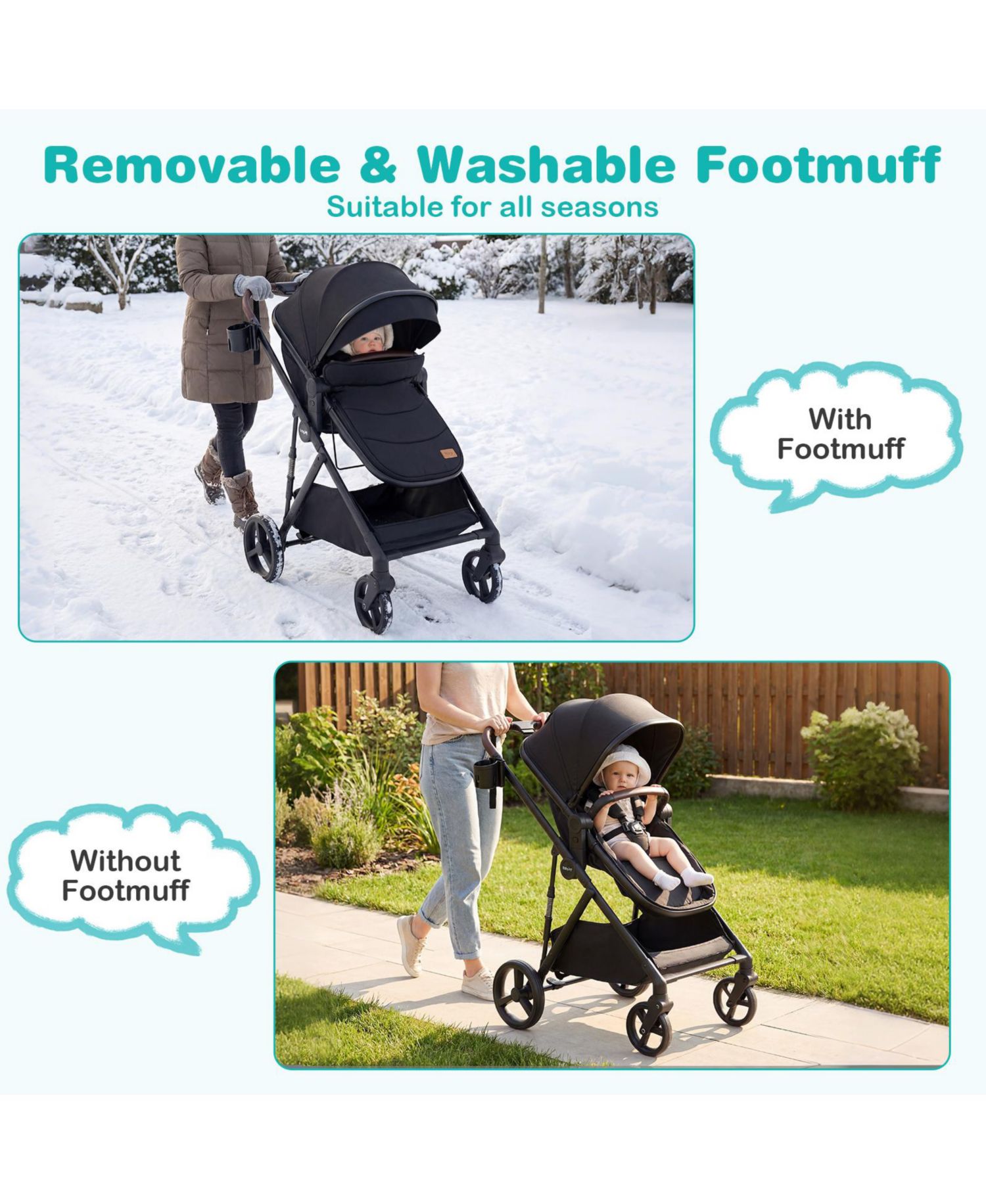2 in 1 Baby Stroller with Bassinet Mode with Reversible Seat Adjustable Canopy