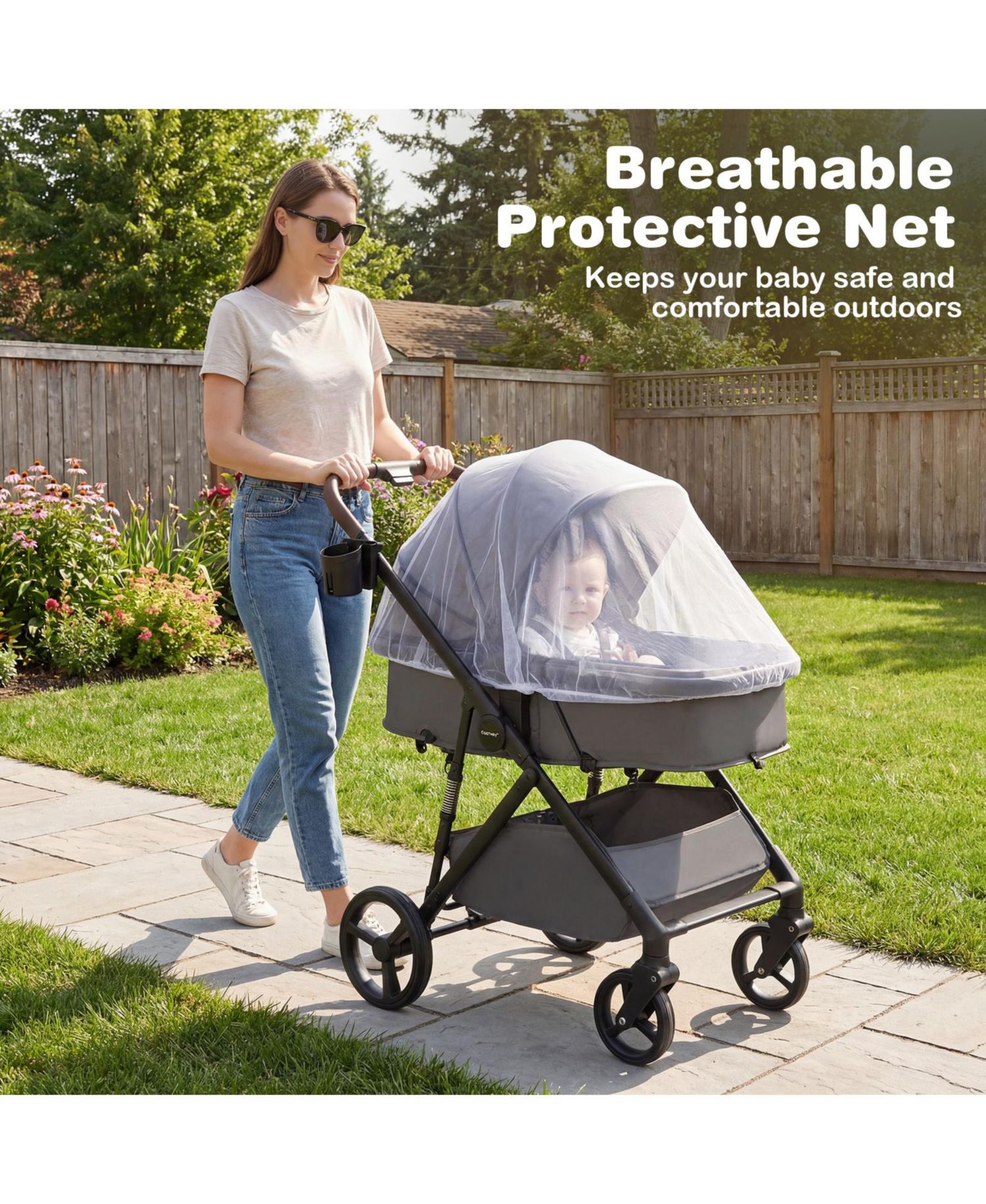 2 in 1 Baby Stroller with Bassinet Mode with Reversible Seat Adjustable Canopy