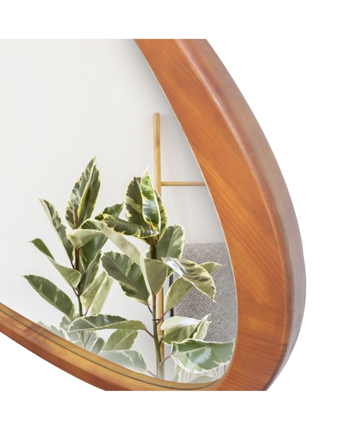 Laoties 45" Asymmetrical Solid Pine Wood Wall Mirror, Large Decorative Mirror for Living Room