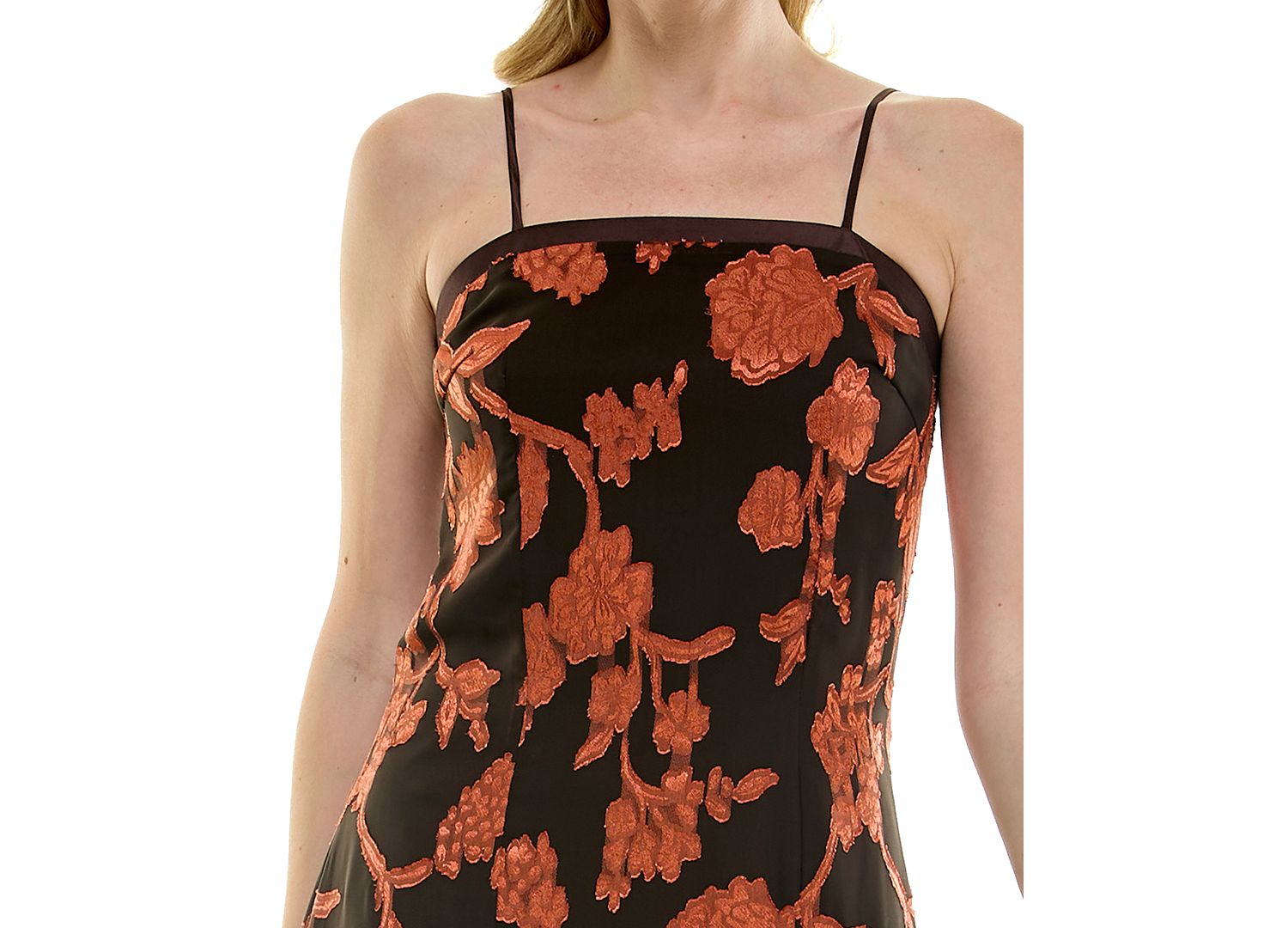 Juniors' Burnout Floral Square Neck Midi Dress