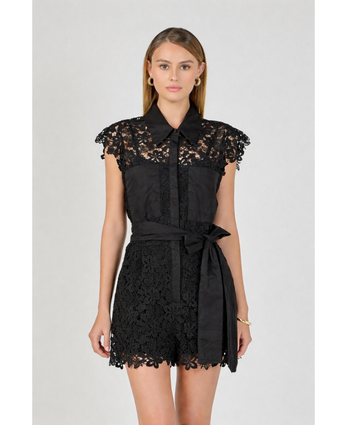endless rose Women's lace tie waist romper