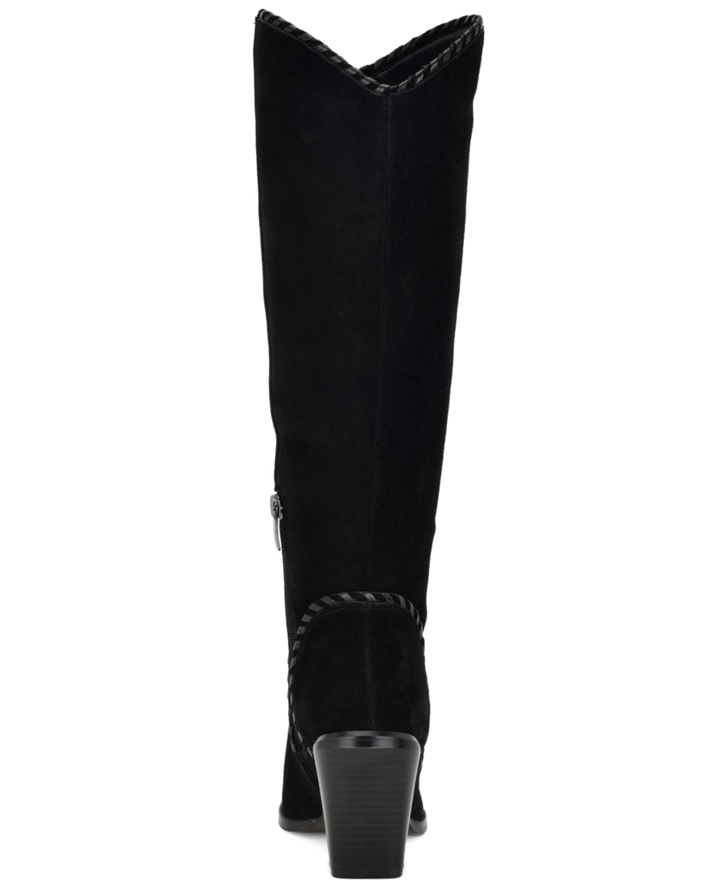 Женские ботинки Nine West Rosco Suede Whipstitch Tall Block Heel, цвет: Чёрный замшевый — фото 3