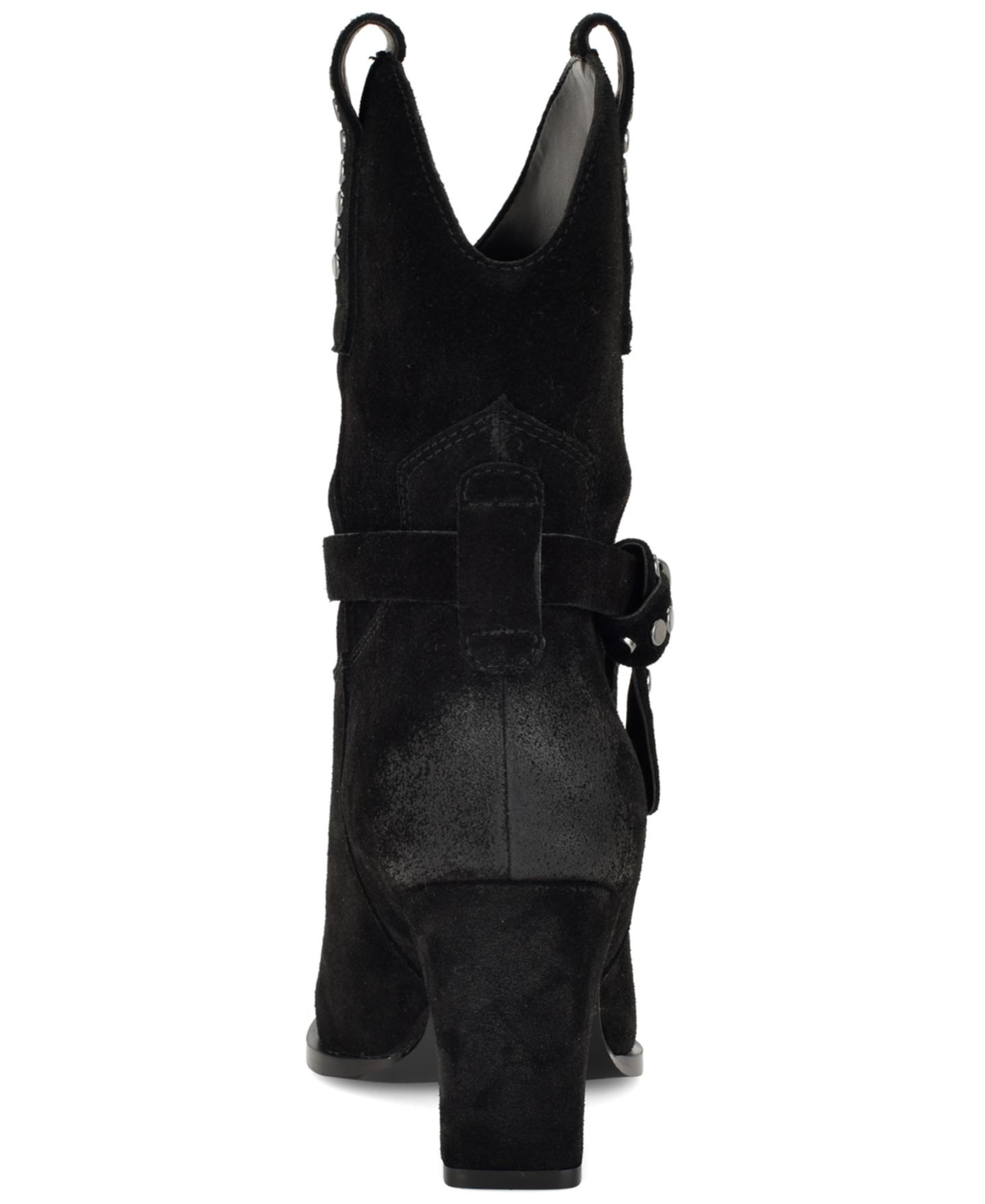 Женские ботинки Nine West Weslie Suede Western Block Heel Booties, цвет: Чёрный замшевый — фото 3