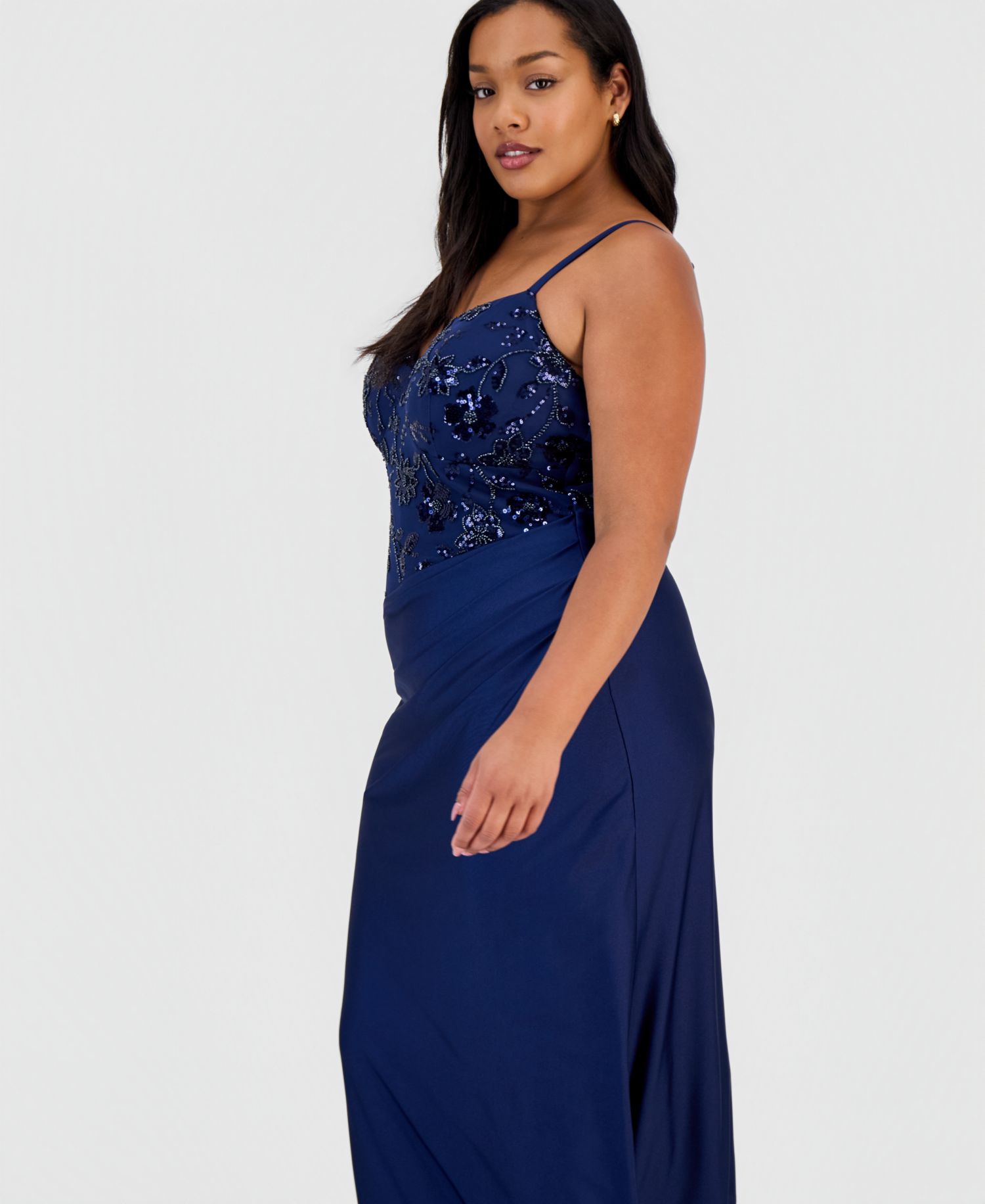 Trendy Plus Size Sequinned Pleated Gown