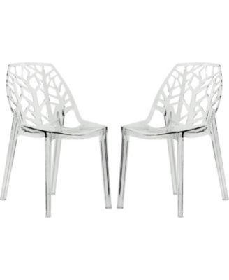 Cornelia Stackable Dining Chair Set of 2 Spring Cut-Out Tree Design Acrylic Accent Side Chair for Kitchen, Living Room, and Dining Area