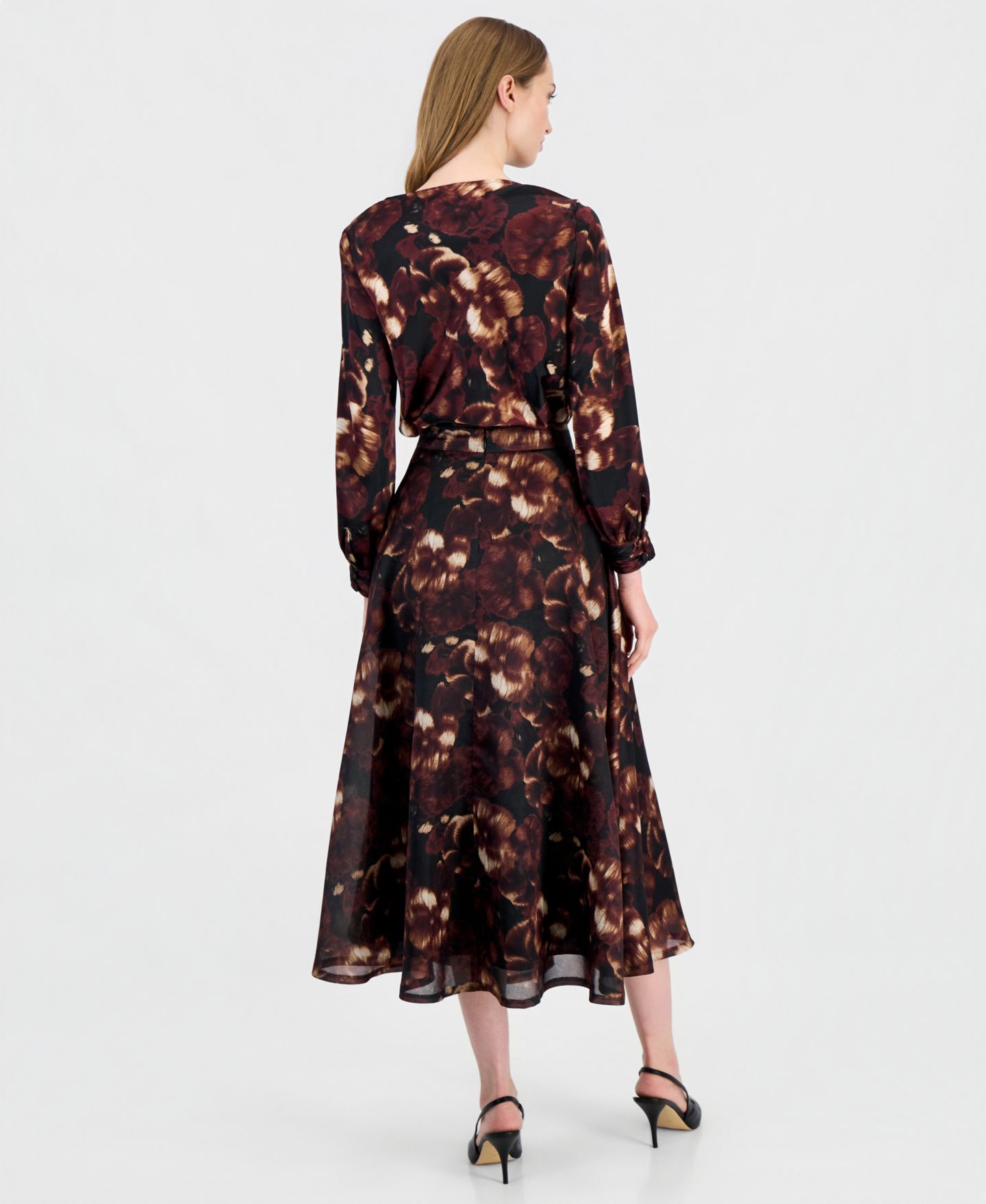 Женская юбка Anne Klein Midi A-Line High-Waisted, цвет: Чёрный разноцветный — фото 2