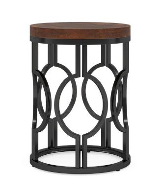 Small Round End Table with Industrial Metal Frame.