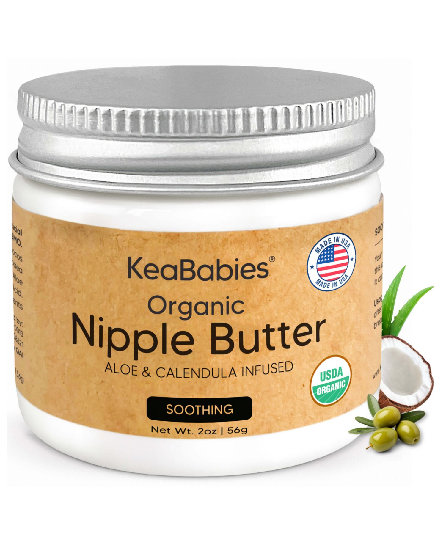 Organic Nipple Butter, Natural Nipple Cream Safe for Breastfeeding Moms, 2oz