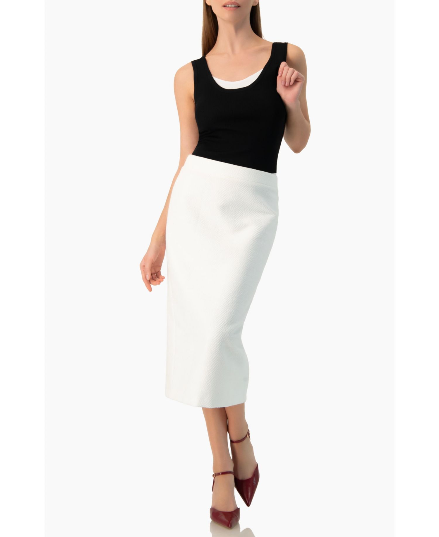 Women's Sleek High-Waist Fitted Midi Skirt