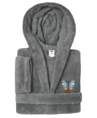 Kids Butterfly Super Plush Double-Brushed Hooded Bathrobe
